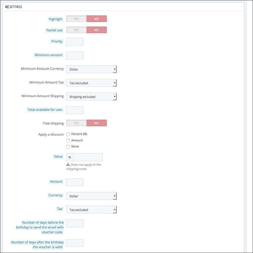 Coupons prestashop free