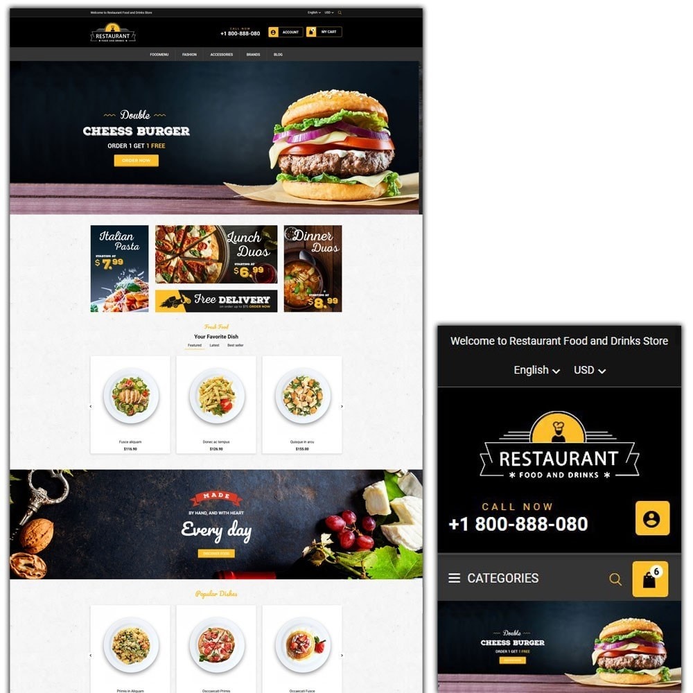 PrestaShop Food & Restaurant Templates - PrestaShop Addons