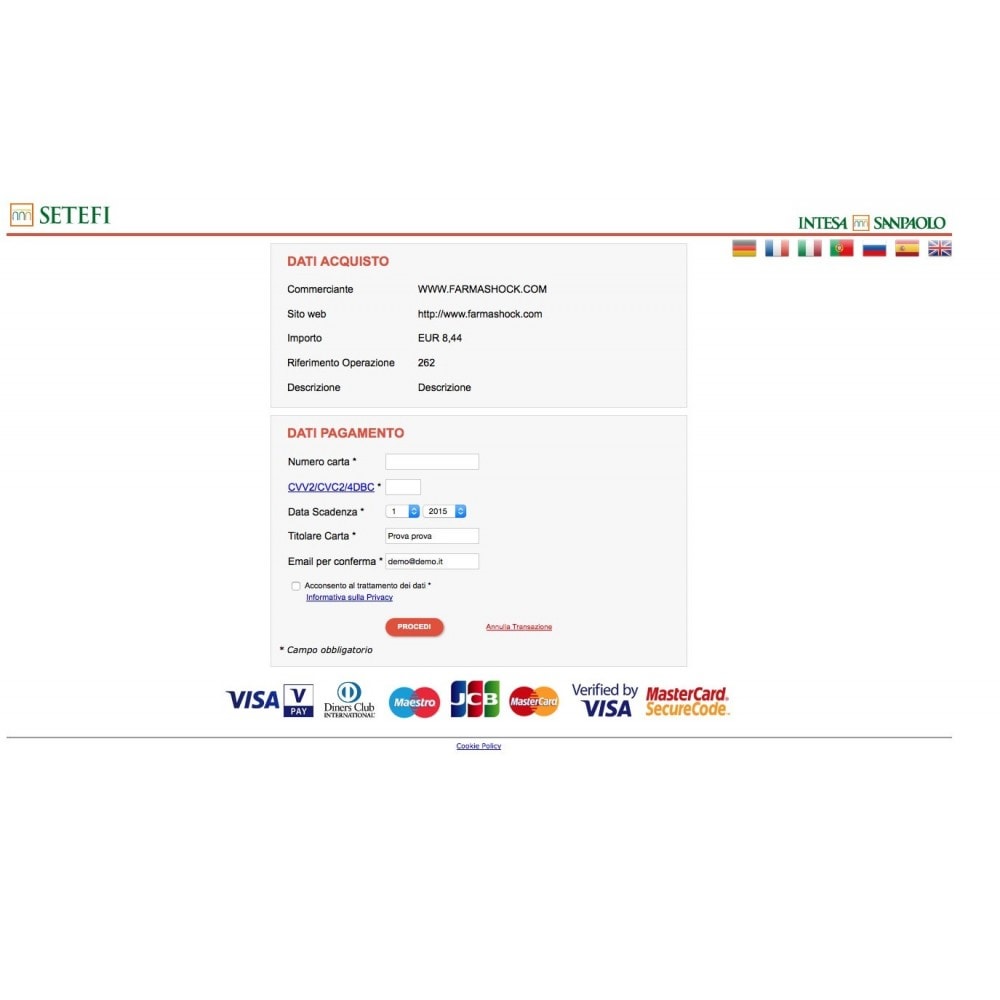 Intesa Sanpaolo Setefi Monetaweb Credit Cards Module