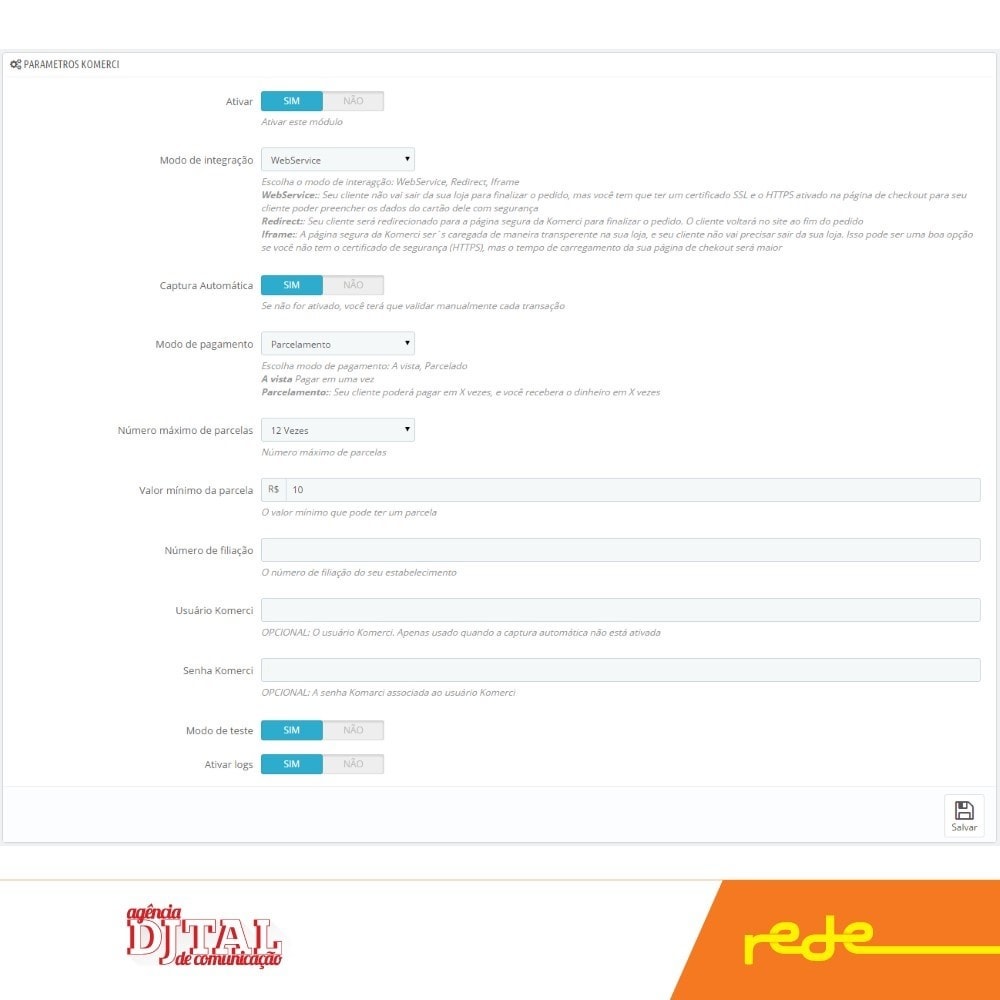 Pagamentos com Rede Card - Komerci - PrestaShop Addons