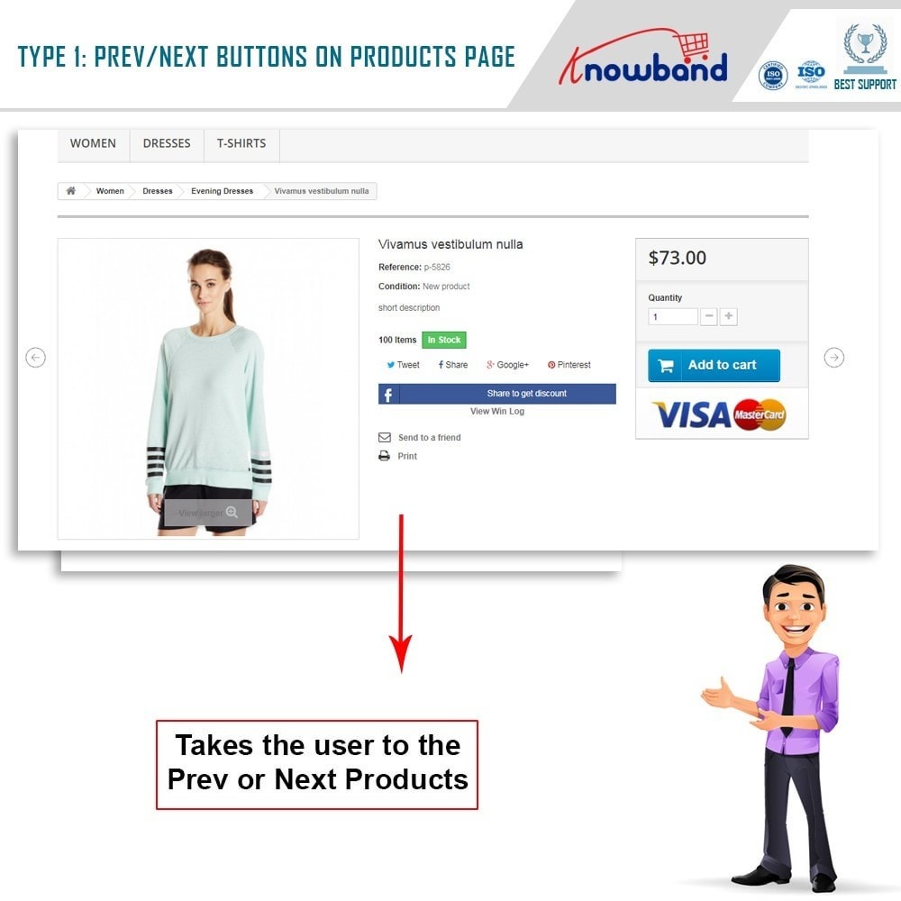 Prestashop nächstes Produkt-Addon