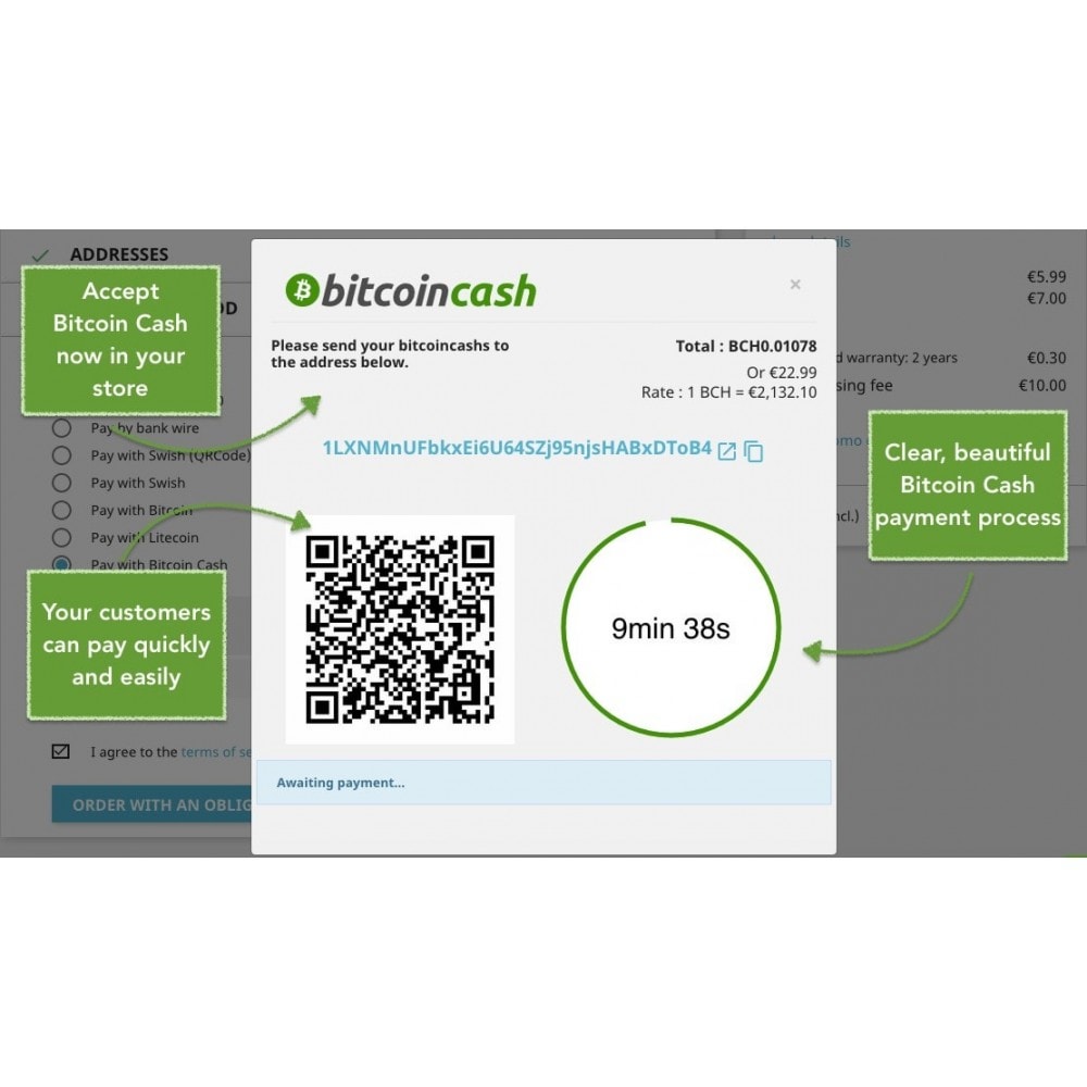 Bitcoin Cash - Accept bitcoin directly into your wallet - PrestaShop Addons